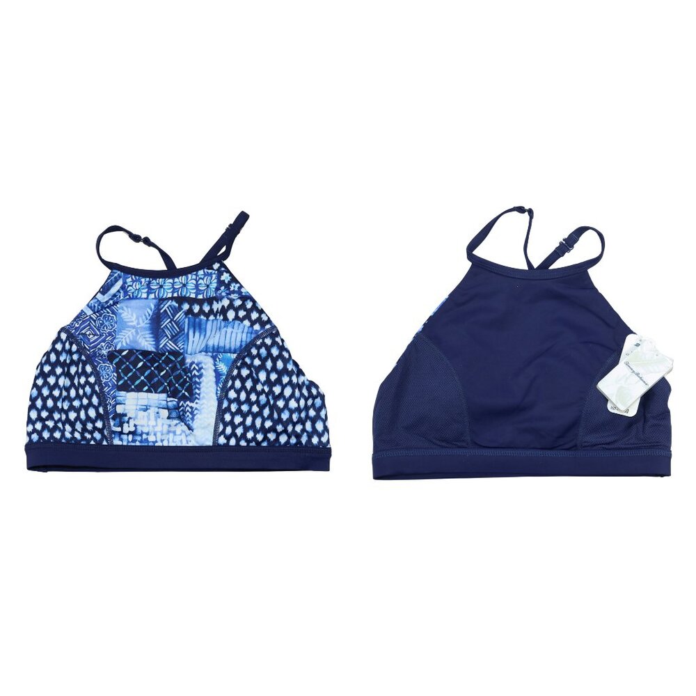 Tommy Bahama Reversible Island Active High Neck Swimwear Bikini Top XS NWT Navy